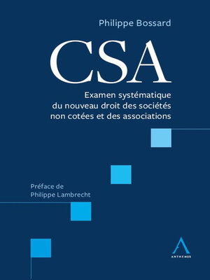 cover image of CSA--Examen systématique du nouveau droit des sociétés non cotées et des associations